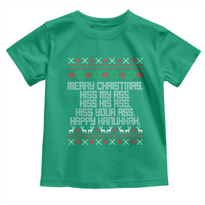 Merry Christmas Kiss My Ass Happy Hanukkah Toddler T Shirt TS10 Irish Green Print Your Wear