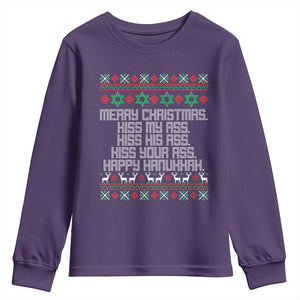 Merry Christmas Kiss My Ass Happy Hanukkah Youth Sweatshirt TS10 Purple Print Your Wear