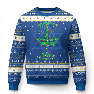 Christmas Disc Golf Basket Hanukkah Ugly Sweater Frisbee Golfer Xmas Gift TS10 Blue White Print Your Wear