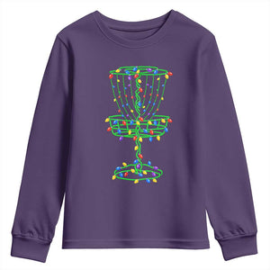 Christmas Disc Golf Basket Youth Sweatshirt Frisbee Golfer Xmas Gift TS10 Purple Print Your Wear
