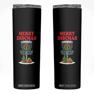 Christmas Disc Golf Skinny Tumbler Merry Discmas Golfers Frisbee Golfer Xmas Gift TS10 Black Print Your Wear
