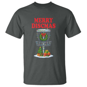 Christmas Disc Golf T Shirt Merry Discmas Golfers Frisbee Golfer Xmas Gift TS10 Dark Heather Print Your Wear