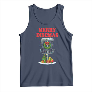 Christmas Disc Golf Tank Top Merry Discmas Golfers Frisbee Golfer Xmas Gift TS10 Navy Print Your Wear