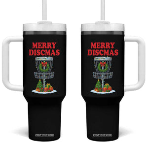 Christmas Disc Golf Tumbler With Handle Merry Discmas Golfers Frisbee Golfer Xmas Gift TS10 One Size: 40 oz Black Print Your Wear