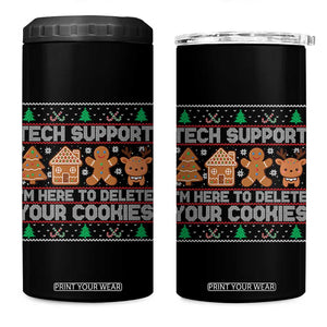 Funny Christmas Tech Support 4 in 1 Can Cooler Tumbler Computer Programmer Gift Here To Delete Cookies Ugly Xmas TS10 One Size: 16 oz Black Print Your Wear