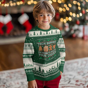 Funny Xmas Tech Support Ugly Christmas Sweater Computer Programmer Gift Here To Delete Cookies Ugly Xmas TS10 Forest Green Beige Print Your Wear