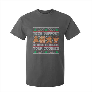 Funny Christmas Tech Support T Shirt For Kid Computer Programmer Gift Here To Delete Cookies Ugly Xmas TS10 Dark Heather Print Your Wear