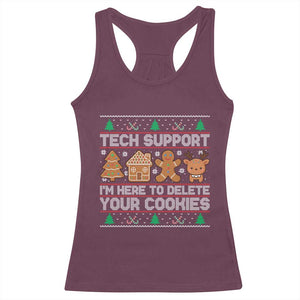 Funny Christmas Tech Support Racerback Tank Top Computer Programmer Gift Here To Delete Cookies Ugly Xmas TS10 Maroon Print Your Wear