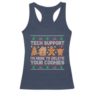 Funny Christmas Tech Support Racerback Tank Top Computer Programmer Gift Here To Delete Cookies Ugly Xmas TS10 Navy Print Your Wear