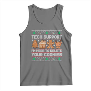 Funny Christmas Tech Support Tank Top Computer Programmer Gift Here To Delete Cookies Ugly Xmas TS10 Black Heather Print Your Wear