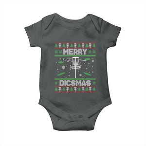 Disc Golf Christmas Baby Onesie Merry Discmas Ugly Xmas TS10 Dark Heather Print Your Wear