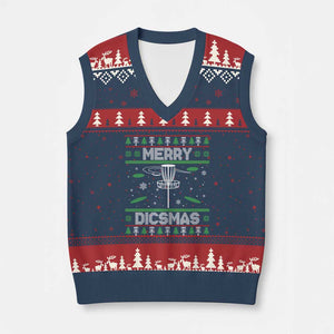 Disc Golf Xmas V-Neck Knit Sweater Vest Merry Discmas Ugly Xmas TS10 Navy Red Print Your Wear
