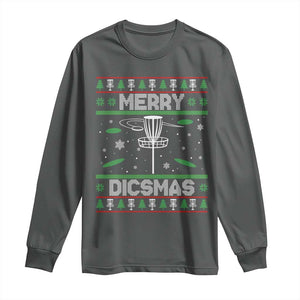 Disc Golf Christmas Long Sleeve Shirt Merry Discmas Ugly Xmas TS10 Dark Heather Print Your Wear