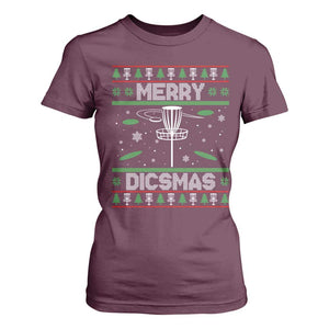 Disc Golf Christmas T Shirt For Women Merry Discmas Ugly Xmas TS10 Maroon Print Your Wear