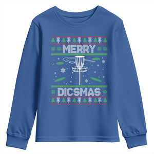 Disc Golf Christmas Youth Sweatshirt Merry Discmas Ugly Xmas TS10 Royal Blue Print Your Wear