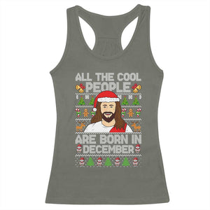 Funny Jesus Christmas December Birthday Racerback Tank Top Ugly Xmas TS10 Military Green Print Your Wear