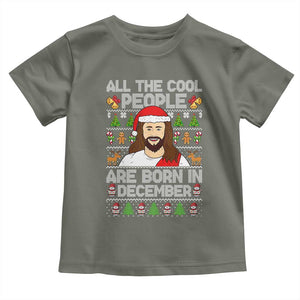 Funny Jesus Christmas December Birthday Toddler T Shirt Ugly Xmas TS10 Military Green Print Your Wear