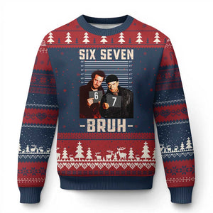 Funny 6 7 Meme Ugly Christmas Sweater Retro Home Xmas Movie Alone TS10 Navy Red Print Your Wear