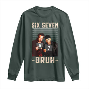 Funny 6 7 Meme Long Sleeve Shirt Retro Home Christmas Movie Alone TS10 Dark Forest Green Print Your Wear