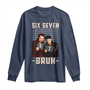 Funny 6 7 Meme Long Sleeve Shirt Retro Home Christmas Movie Alone TS10 Navy Print Your Wear