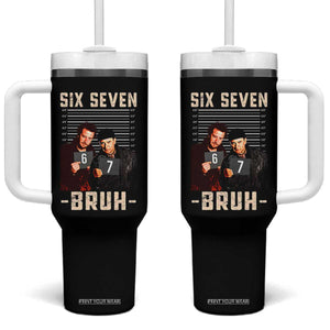 Funny 6 7 Meme Tumbler With Handle Retro Home Christmas Movie Alone TS10 One Size: 40 oz Black Print Your Wear
