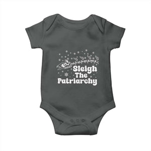Sleigh The Patriarchy Baby Onesie Christmas Feminist Womens Rights TS10 Dark Heather Print Your Wear