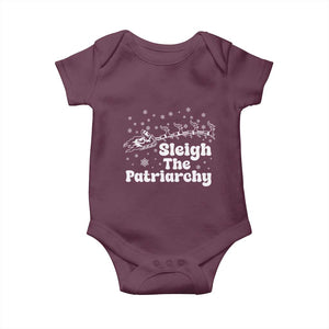 Sleigh The Patriarchy Baby Onesie Christmas Feminist Womens Rights TS10 Maroon Print Your Wear