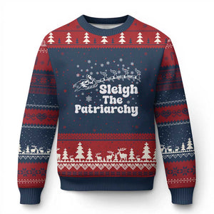 Sleigh The Patriarchy Ugly Christmas Sweater Xmas Feminist Womens Rights TS10 Navy Red Print Your Wear