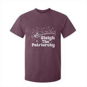Sleigh The Patriarchy T Shirt For Kid Christmas Feminist Womens Rights TS10 Maroon Print Your Wear