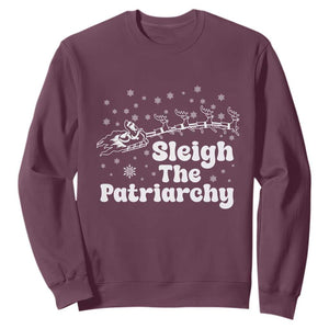 Sleigh The Patriarchy Sweatshirt Christmas Feminist Womens Rights TS10 Maroon Print Your Wear