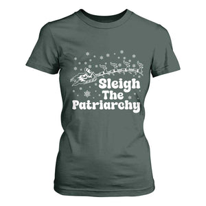 Sleigh The Patriarchy T Shirt For Women Christmas Feminist Womens Rights TS10 Dark Forest Green Print Your Wear