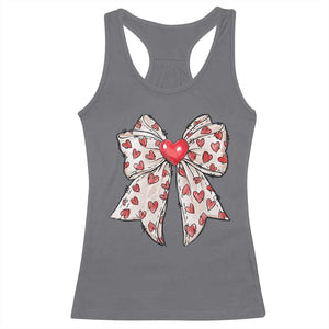 Coquette Valentine's Day Racerback Tank Top Heart Bow TS10 Charcoal Print Your Wear