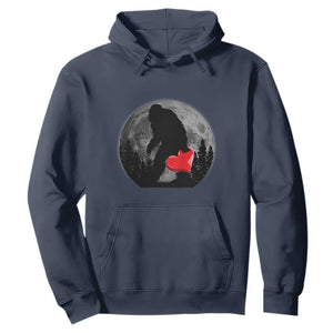 Bigfoot Heart Valentines Day Hoodie Funny Valentine Sasquatch Lovers TS10 Navy Print Your Wear