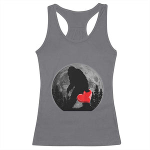 Bigfoot Heart Valentines Day Racerback Tank Top Funny Valentine Sasquatch Lovers TS10 Charcoal Print Your Wear