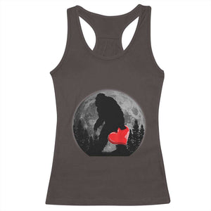 Bigfoot Heart Valentines Day Racerback Tank Top Funny Valentine Sasquatch Lovers TS10 Dark Chocolate Print Your Wear