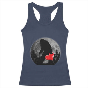Bigfoot Heart Valentines Day Racerback Tank Top Funny Valentine Sasquatch Lovers TS10 Navy Print Your Wear