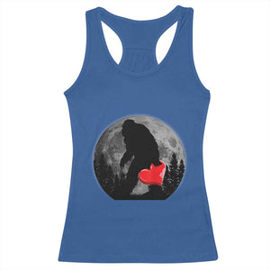 Bigfoot Heart Valentines Day Racerback Tank Top Funny Valentine Sasquatch Lovers TS10 Royal Blue Print Your Wear