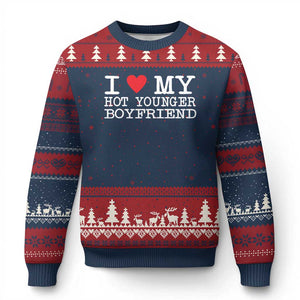 I Love My Hot Younger Boyfriend Ugly Christmas Sweater TS10 Navy Red Print Your Wear