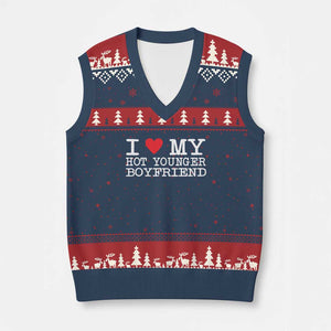 I Love My Hot Younger Boyfriend V-Neck Knit Sweater Vest TS10 Navy Red Print Your Wear