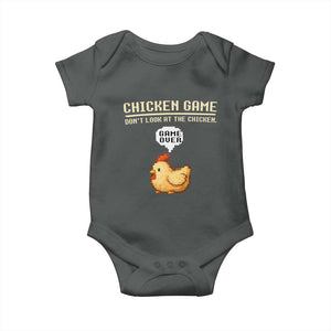 Funny Chicken Baby Onesie Game Dont Look At The Chicken TS10 Dark Heather Print Your Wear