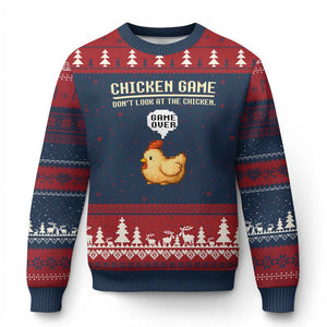 Funny Chicken Ugly Christmas Sweater Game Dont Look At The Chicken TS10 Navy Red Print Your Wear
