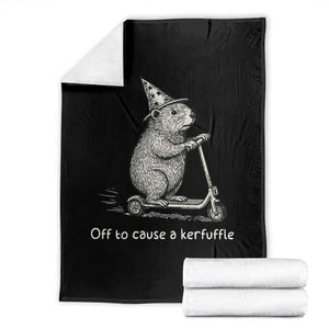 Funny Groundhog Off To Cause A Kerfuffle Throw Blanket TS10 Black Print Your Wear