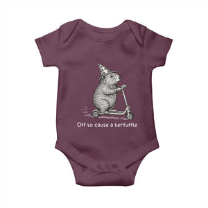 Funny Groundhog Off To Cause A Kerfuffle Baby Onesie TS10 Maroon Print Your Wear
