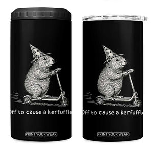 Funny Groundhog Off To Cause A Kerfuffle 4 in 1 Can Cooler Tumbler TS10 One Size: 16 oz Black Print Your Wear