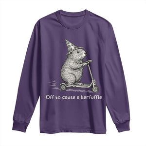 Funny Groundhog Off To Cause A Kerfuffle Long Sleeve Shirt TS10 Purple Print Your Wear