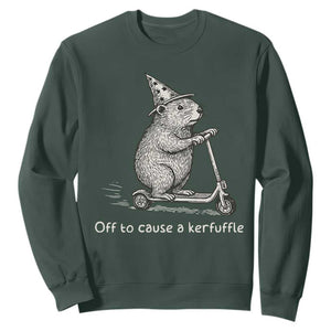 Funny Groundhog Off To Cause A Kerfuffle Sweatshirt TS10 Dark Forest Green Print Your Wear