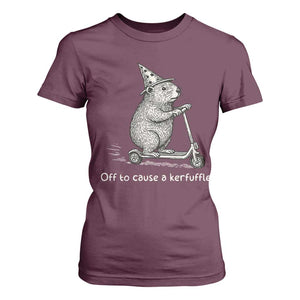 Funny Groundhog Off To Cause A Kerfuffle T Shirt For Women TS10 Maroon Print Your Wear