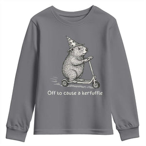Funny Groundhog Off To Cause A Kerfuffle Youth Sweatshirt TS10 Charcoal Print Your Wear