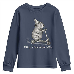 Funny Groundhog Off To Cause A Kerfuffle Youth Sweatshirt TS10 Navy Print Your Wear