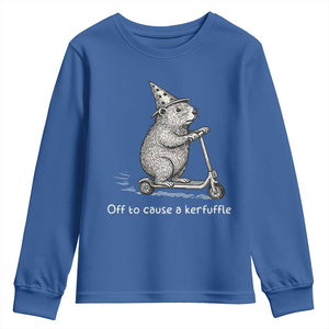 Funny Groundhog Off To Cause A Kerfuffle Youth Sweatshirt TS10 Royal Blue Print Your Wear